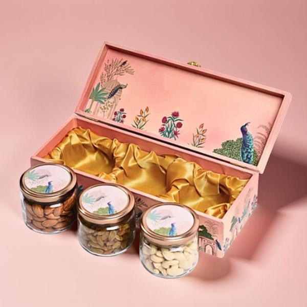 Diwali Festive Set of 3 Dryfruit Jar
