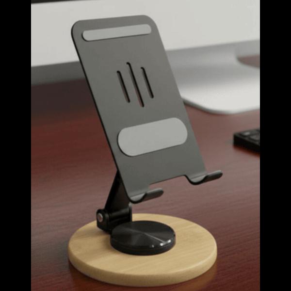 Metal Mobile Stand with Bamboo Base